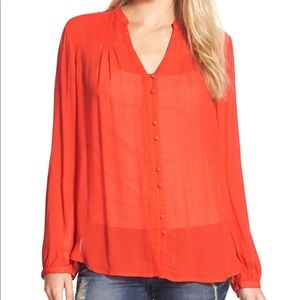 Lucky Brand Field Peasant Split Neck Blouse